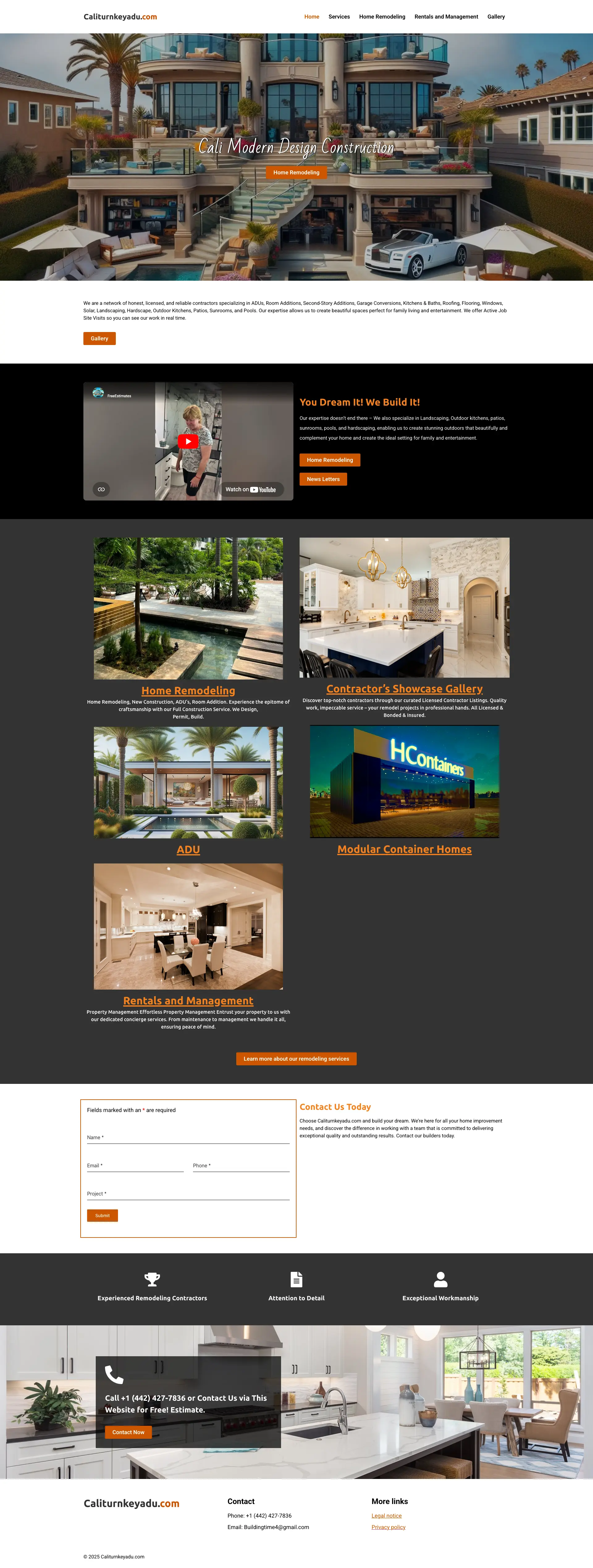 Cali Modern Design and Construction website preview
